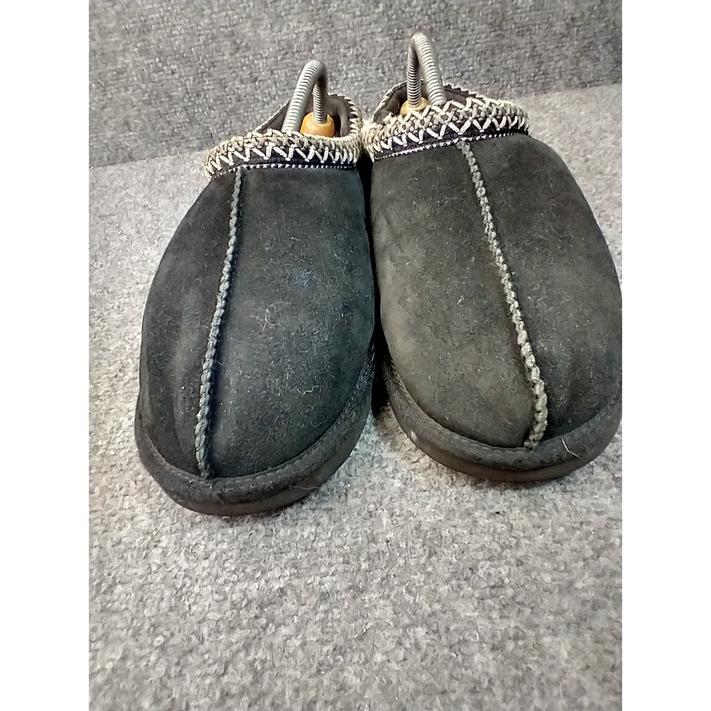UGG Tasman Slipper Women Size 10 Black Suede Shearling Lined Embroidered Braid - Picture 12 of 12